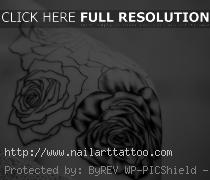 black and white rose tattoos on shoulder