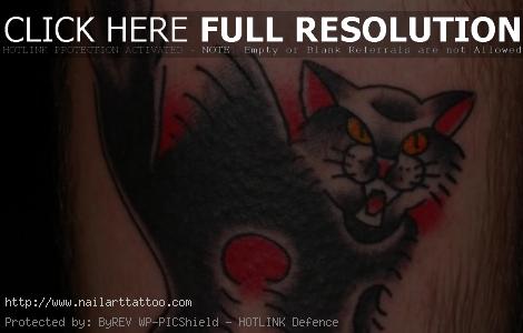 black cat tattoo traditional