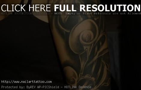 black flower tattoo sleeve