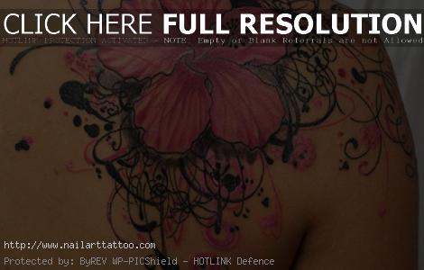 black flower tattoos on shoulder