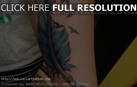 colorful bird feather tattoos