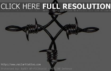 cross with barbed wire tattoo designs