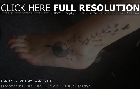 dandelion bird foot tattoo