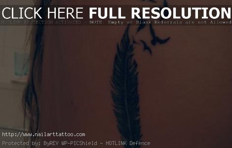 feather and bird tattoo on wrist
