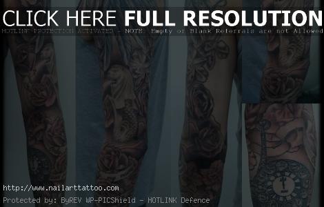 full black and white sleeve tattoos