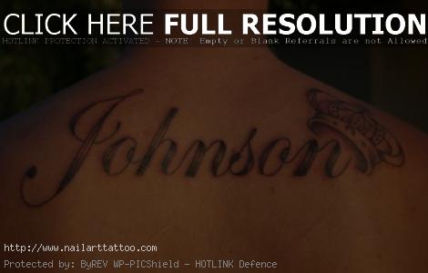 last name back tattoos for guys