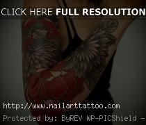 red and black flower tattoos