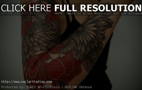red and black flower tattoos