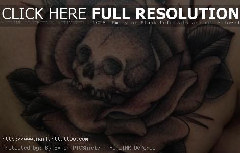 black roses tattoo skull