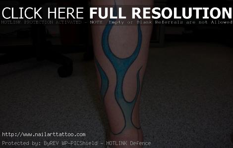 blue flame tattoo on arms