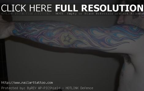 blue flame tattoo sleeve