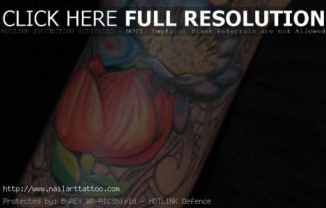 blue flower tattoo sleeve