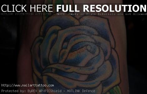 blue rose tattoo on ankle