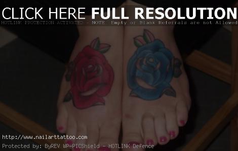 blue rose tattoo on foot