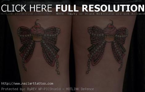 bow tie tattoos on back of legs