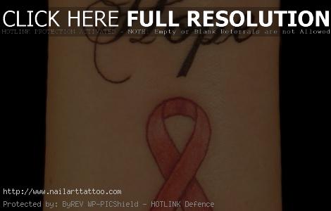 cancer ribbon tattoos on wrist