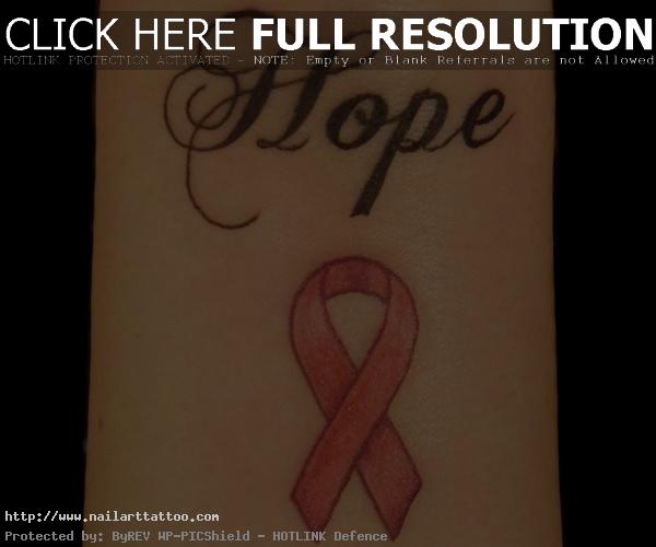 cancer ribbon tattoos on wrist