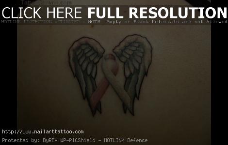 cancer ribbon tattoos with wings
