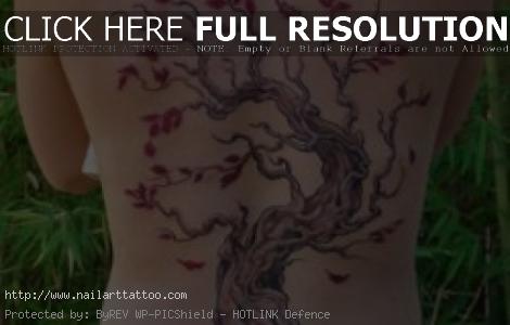 cherry blossom back tattoos for women