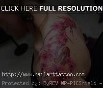 cherry blossom branch tattoo shoulder