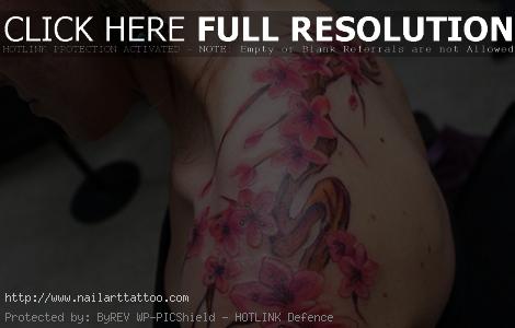 cherry blossom branch tattoo shoulder