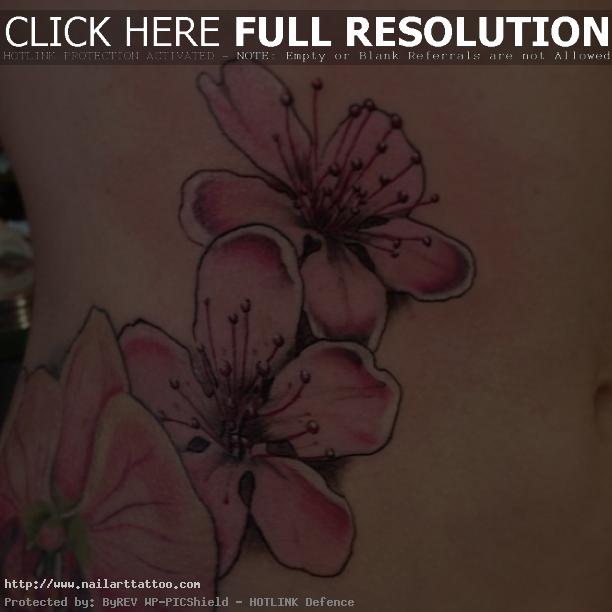 cherry blossom flower tattoo shoulder