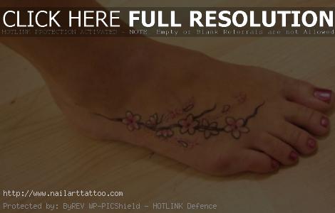 cherry blossom foot tattoo