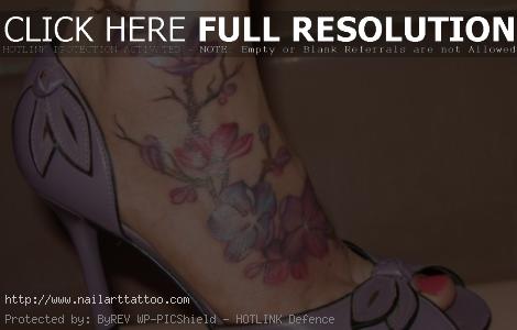 cherry blossom foot tattoo designs
