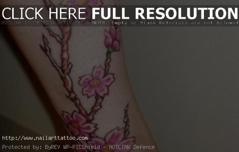 cherry blossom tree tattoos on leg