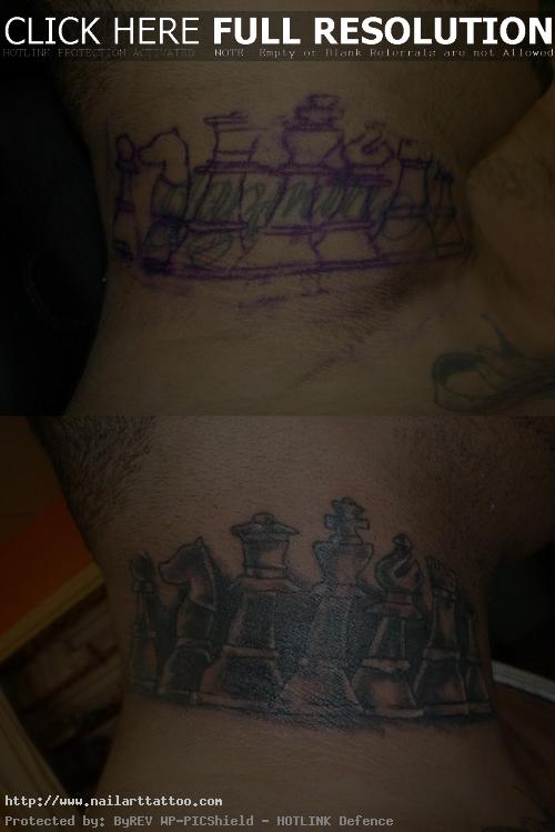 chess piece tattoo black ink