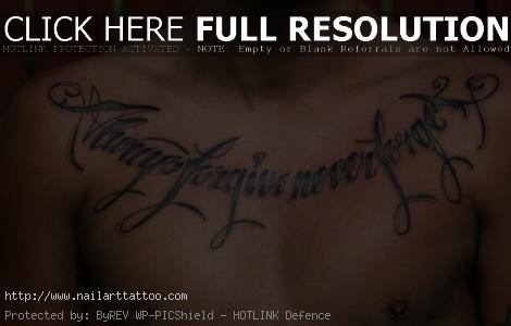 chest script tattoos for men