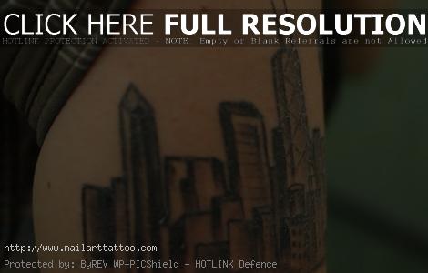 chicago skyline tattoo on wrist