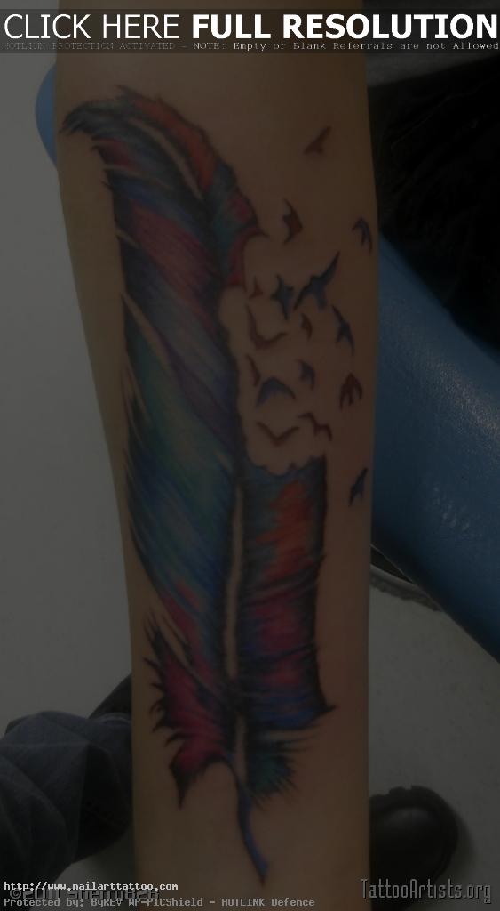 colorful feather tattoos