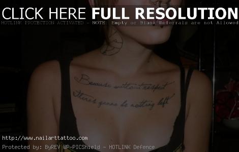 female chest quote tattoos