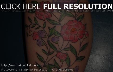 flower calf tattoos for women