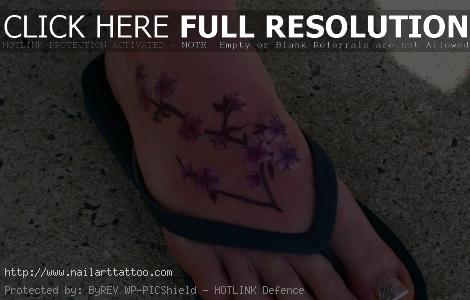 japanese cherry blossom foot tattoos