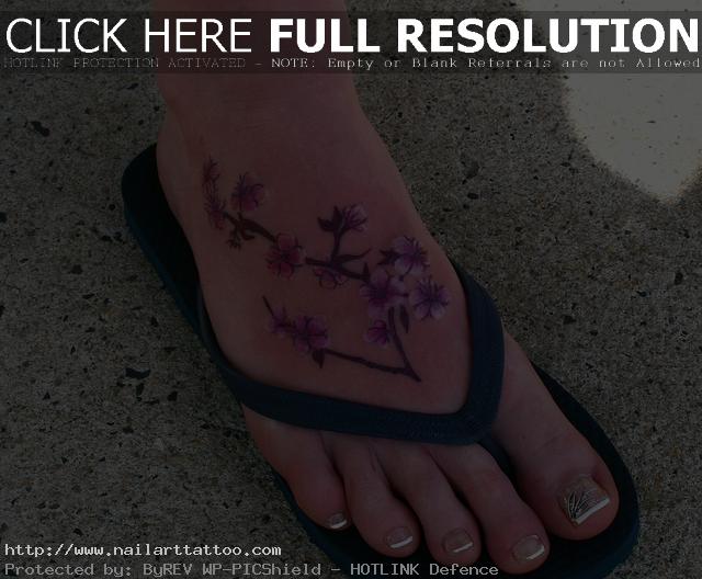 japanese cherry blossom foot tattoos