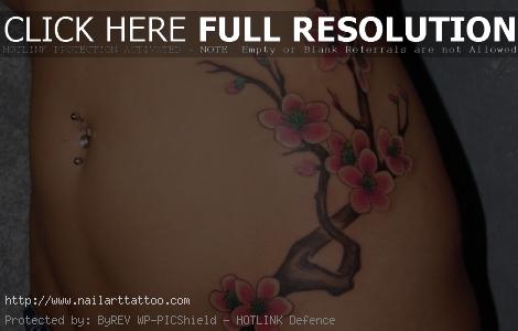 japanese cherry blossom side tattoos