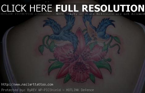 pink and blue flower tattoos