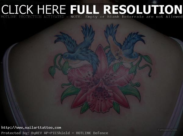 pink and blue flower tattoos