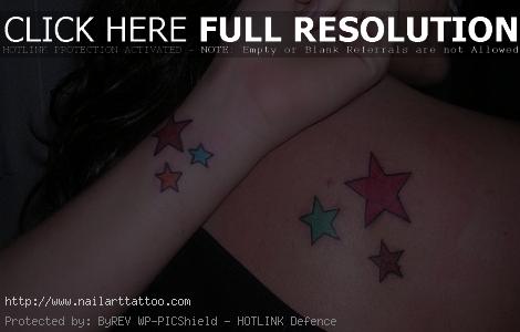 pink and blue star tattoos