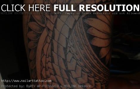 polynesian calf tattoos for men