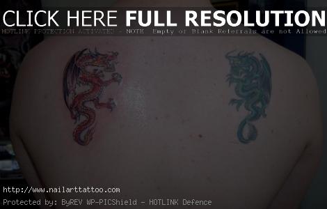 red and blue dragon tattoo