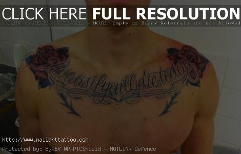 rose chest tattoo for men