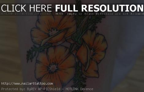 traditional california poppy tattoo