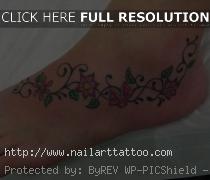 small flower ankle tattoos
