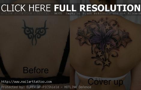 big flower cover up tattoos