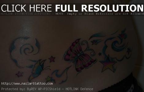 butterfly flower and star tattoos