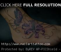 butterfly flower ankle tattoos