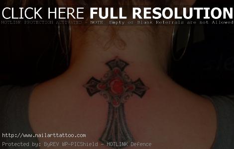 cross neck tattoo